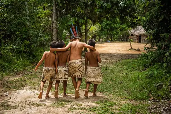 Kambo amazon tribe hunting village